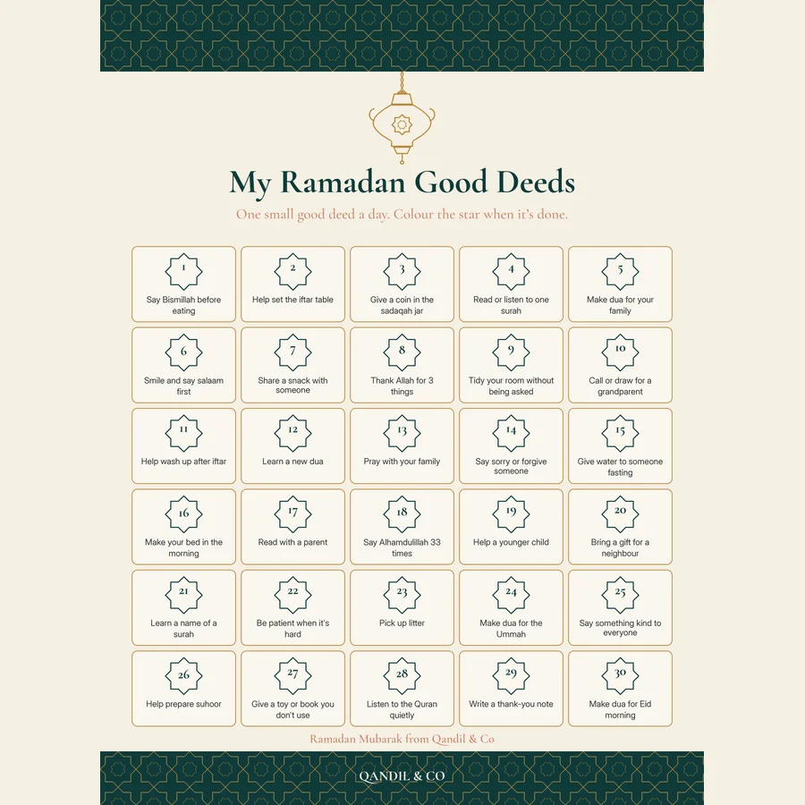 Ramadan Good Deeds Chart design artwork
