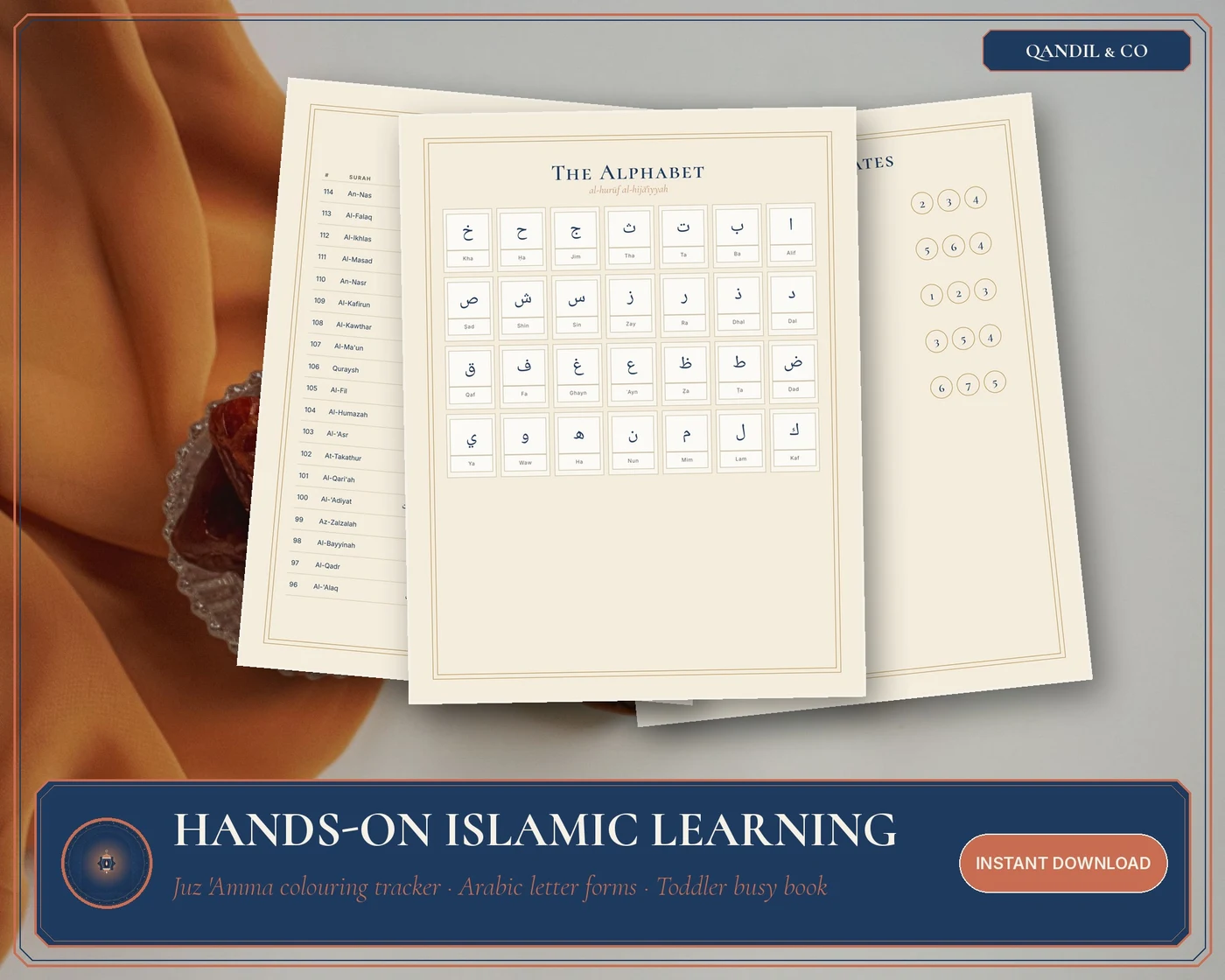 Daily Du'a & Short Hadith flashcards with vocalized Arabic and English