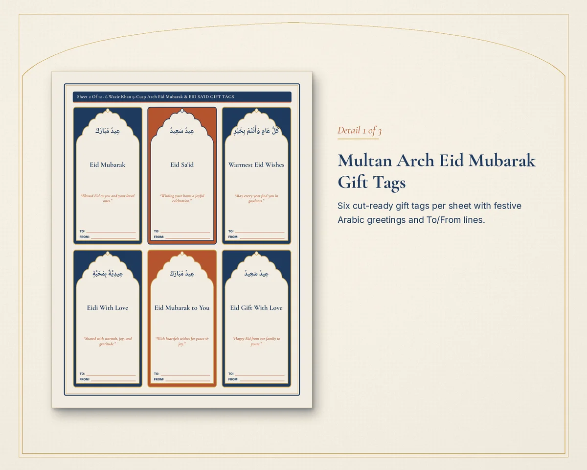4 fold-and-glue Eidi cash envelope templates that fit US bills, Euros, and Pounds flat
