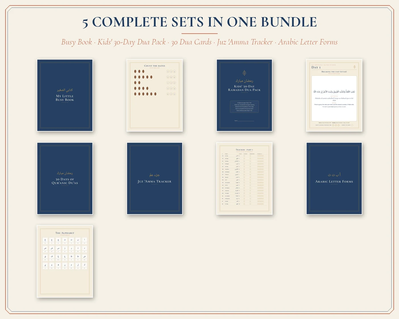 Included #2 & #3: 30 Daily Du'a Cards + 5-in-1 Kids Ramadan Bundle