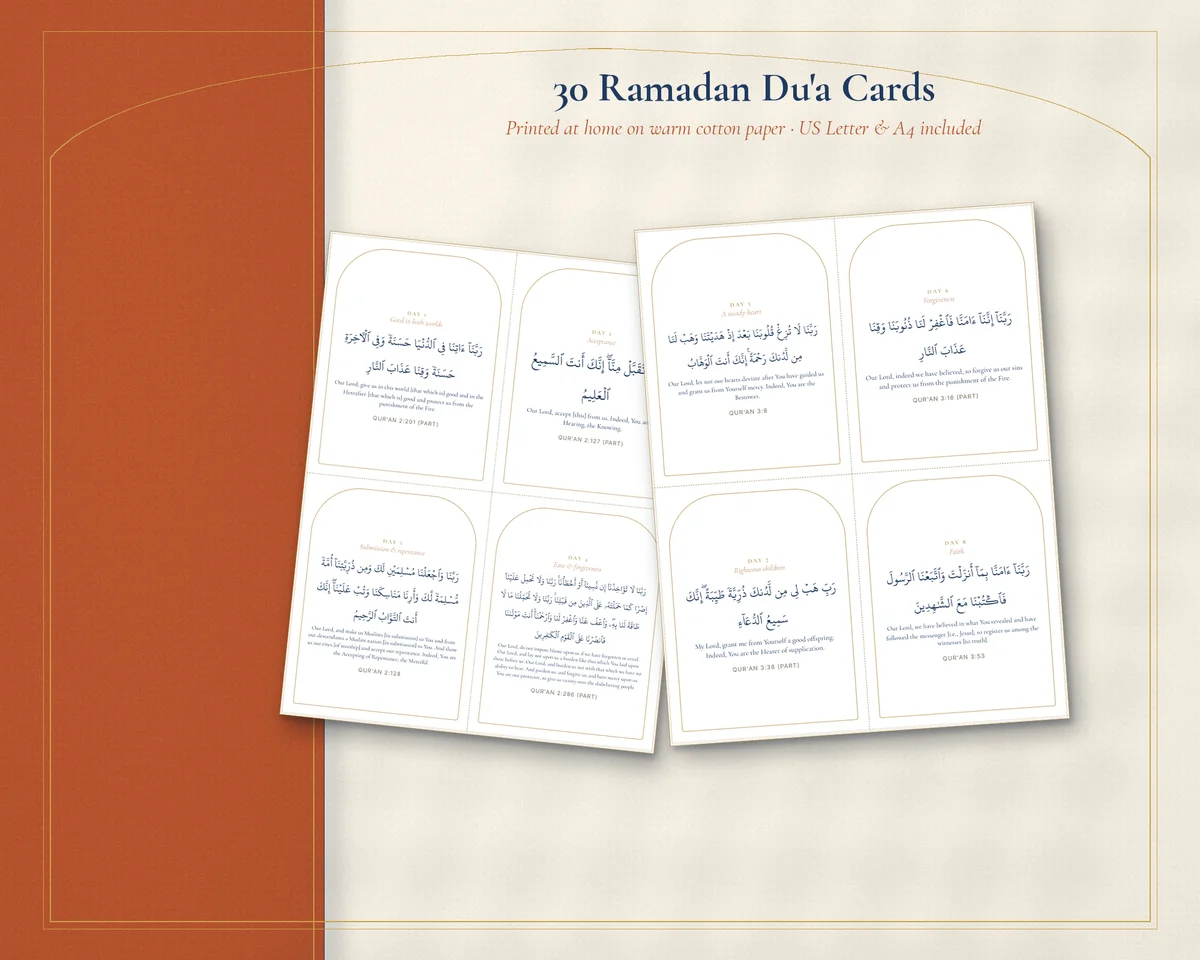 Close-up showing vocalized Arabic, transliteration, English meaning, and Hadith/Quran citation
